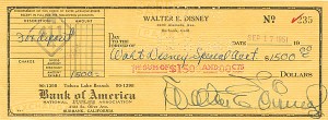 Walt Disney Check - SOLD